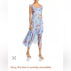 🔥Worn 1x! BCBGMAXAZRIA Asymmetric Tiered Midi Dress SIZE 8